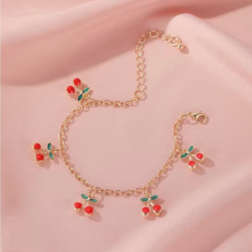 Cherry Charm Gold Bracelet 8”+2” - Picture 7 of 7